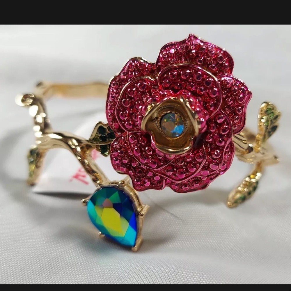 Betsey Johnson rose branch hinged cuff bracelet